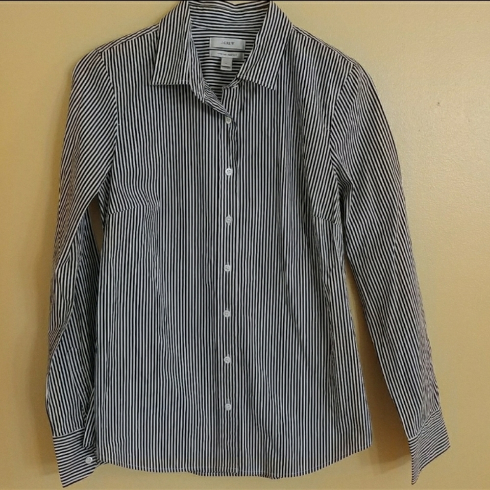 J. CREW Striped Stretch Perfect Blouse XS
